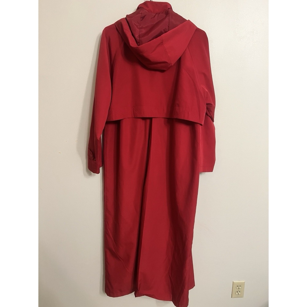 L L Bean Vintage Womens Medium Full Length Lightweight Rain Trench Coat Red - Picture 6 of 8